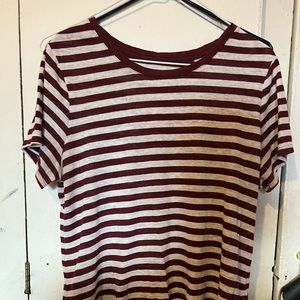 Old Navy Maroon and white striped t shirt
